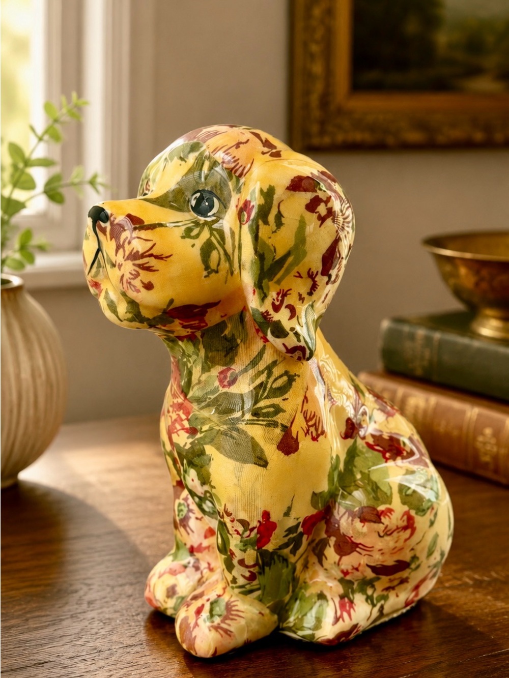 Joan Baker Designs ~ Patchwork Porcelain Dog Figurine 7.5”